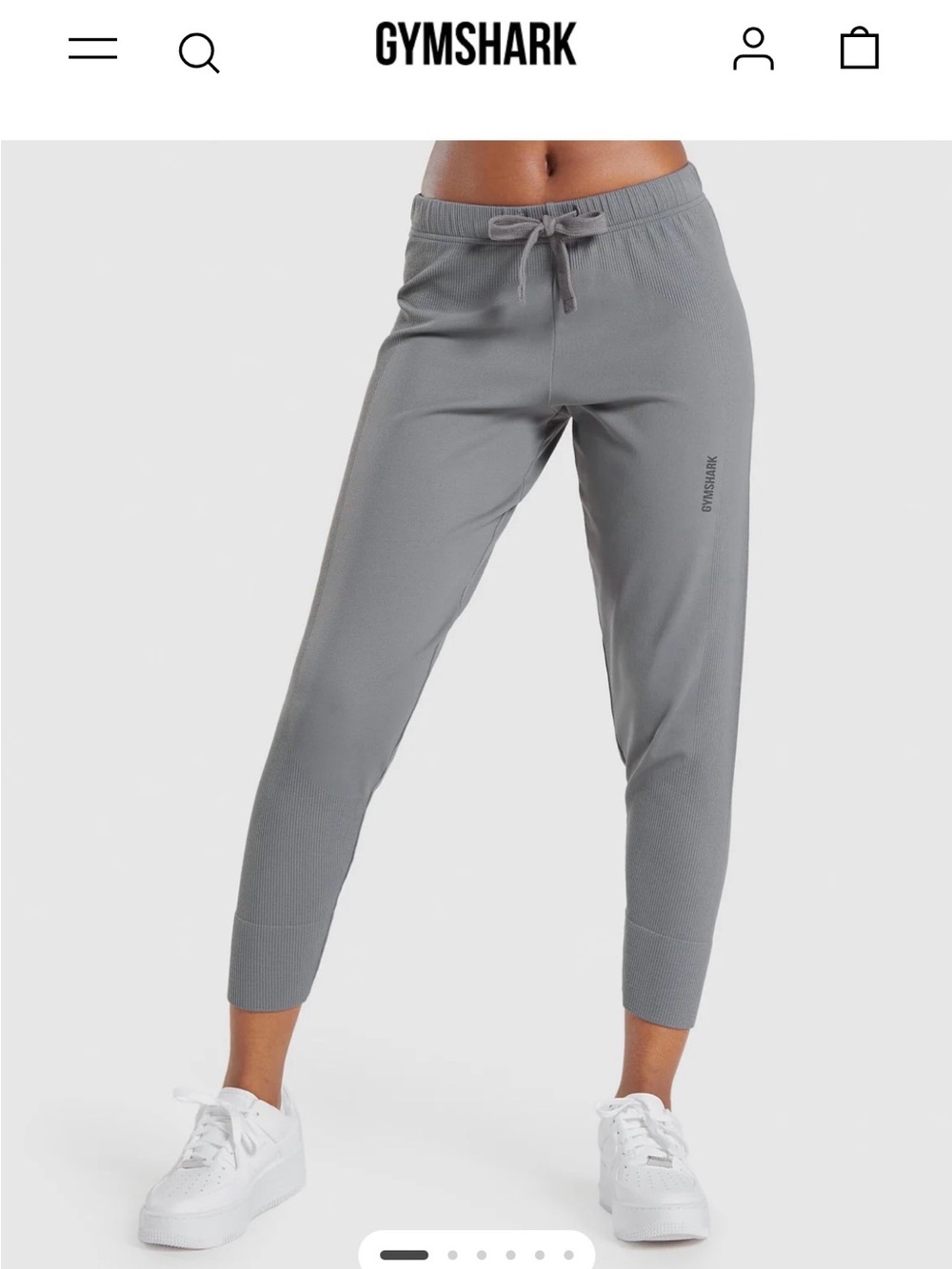 Gymshark Women’s M Pause Joggers Grey Drawstring Ribbed Athletic Workout Pants